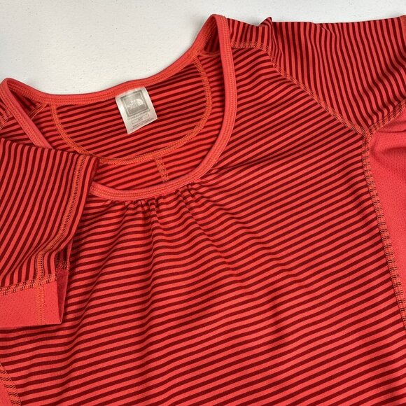 The North Face‎ Shirt Women's Size Small Red Striped Performance Stretch Active - Picture 1 of 8